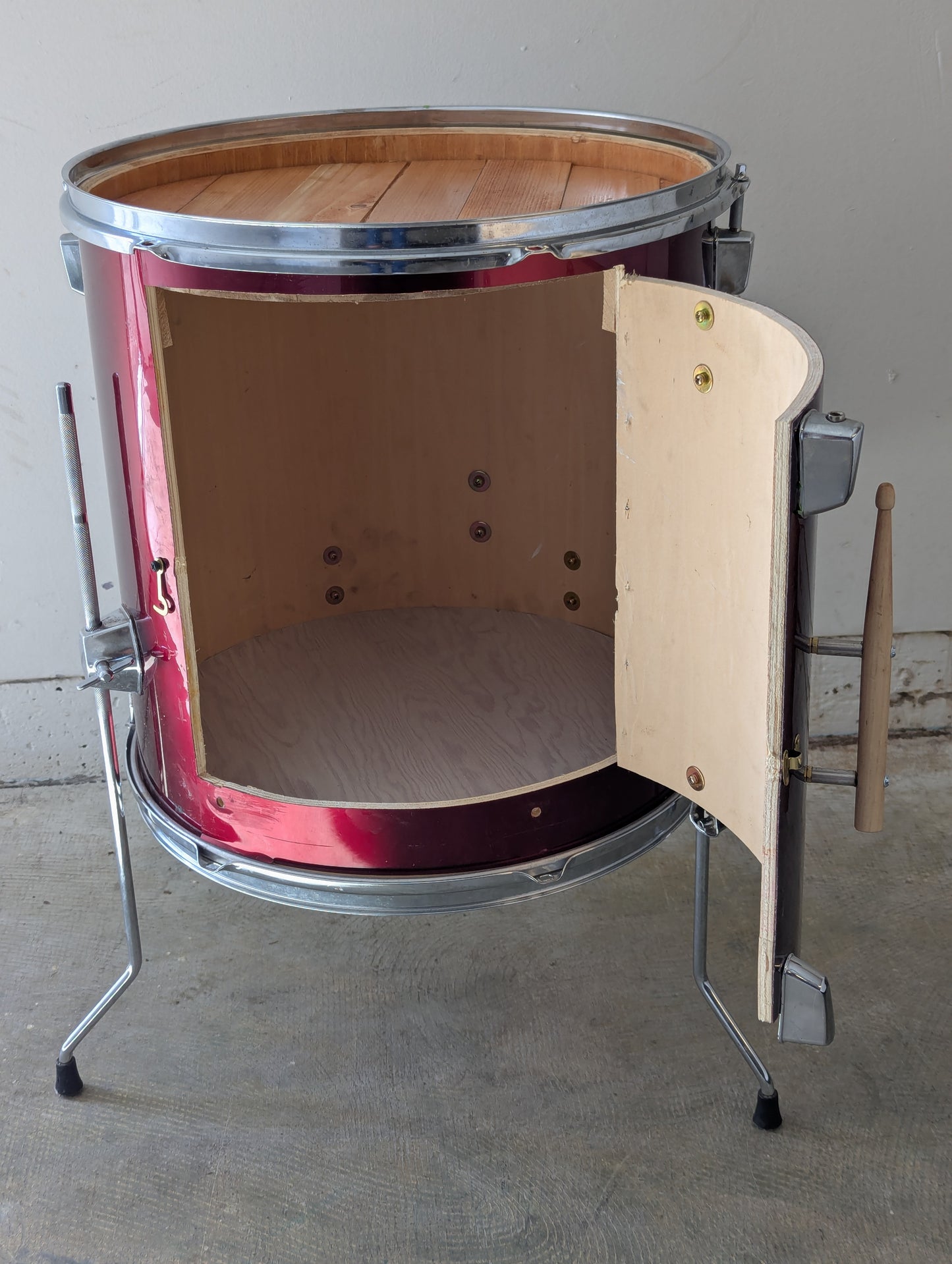 Handcrafted Reclaimed Drum Caddy/ Side Table