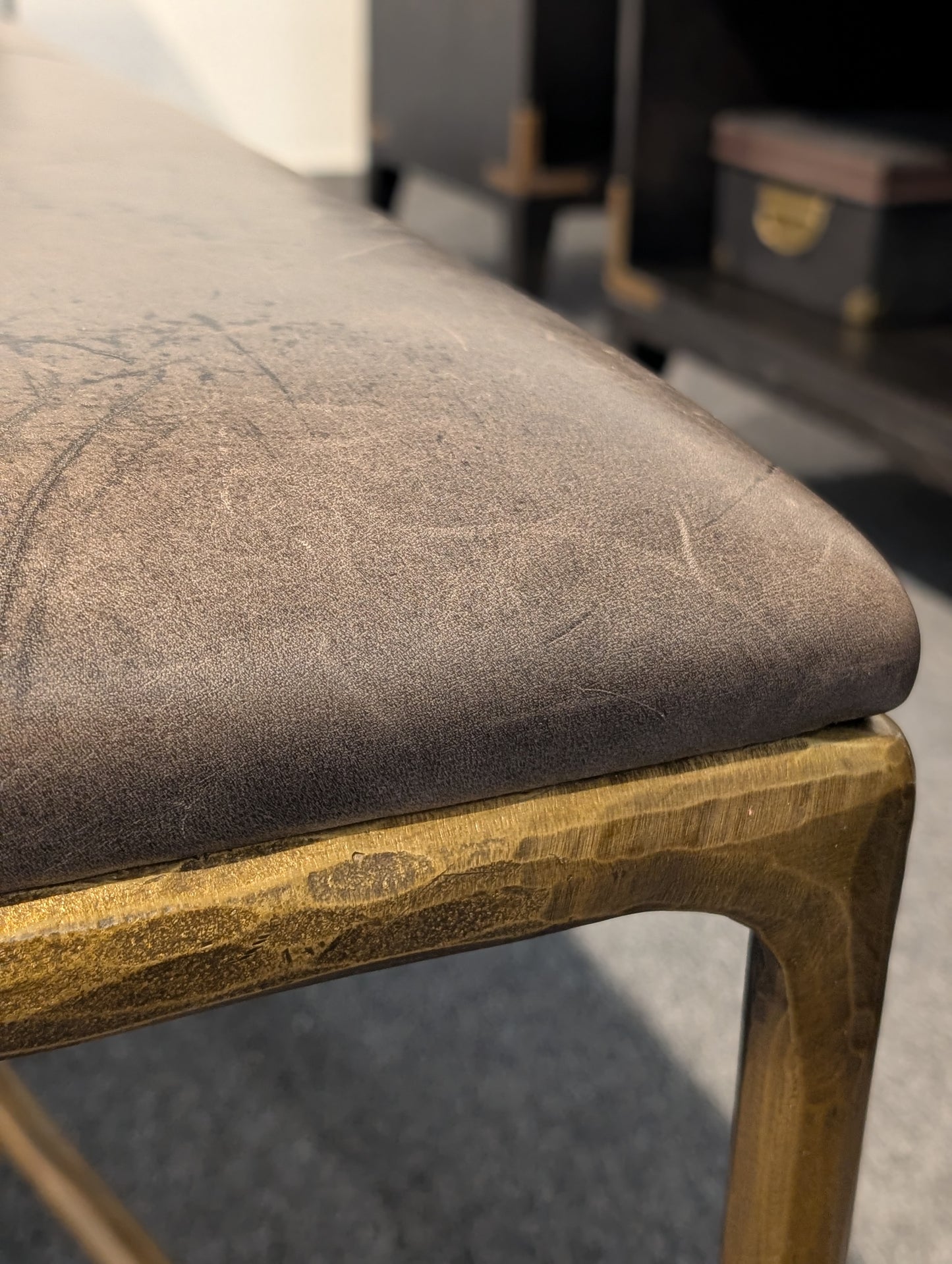 Restoration Hardware Thadeus Leather End Of Bed Bench