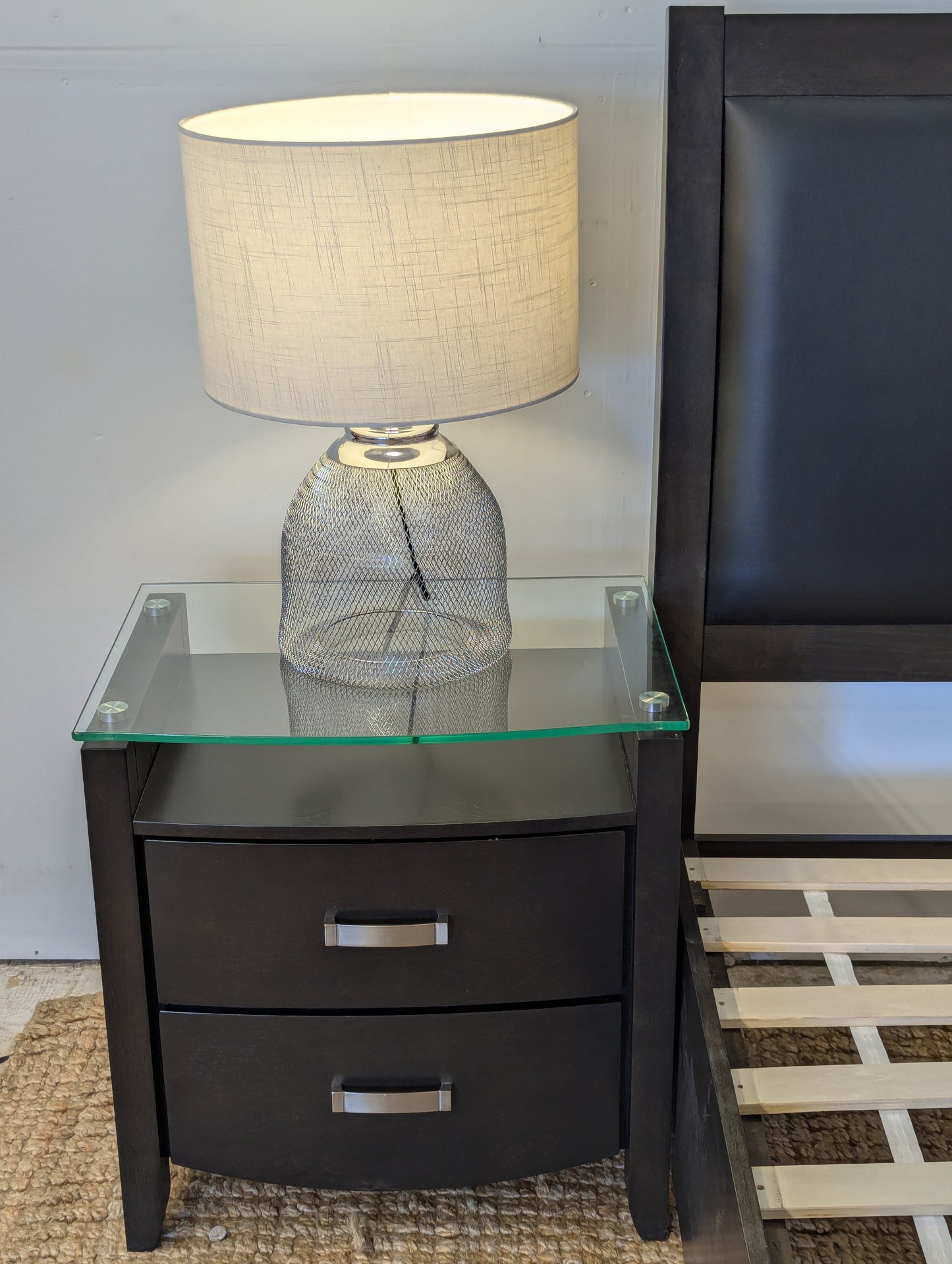 3 Piece Queen Cinema Bedroom Storage Set + Lamps