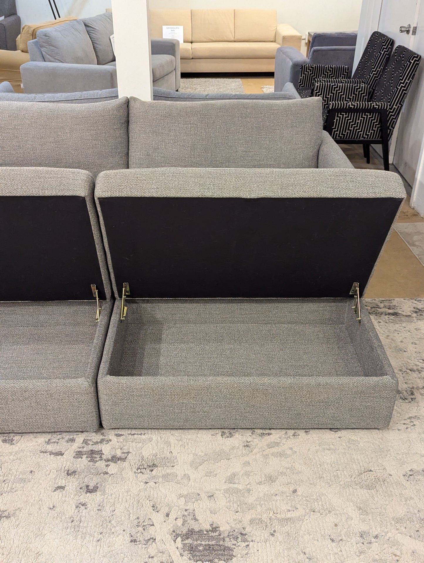 Crate and Barrel Lounge Sofa + Storage Ottomans