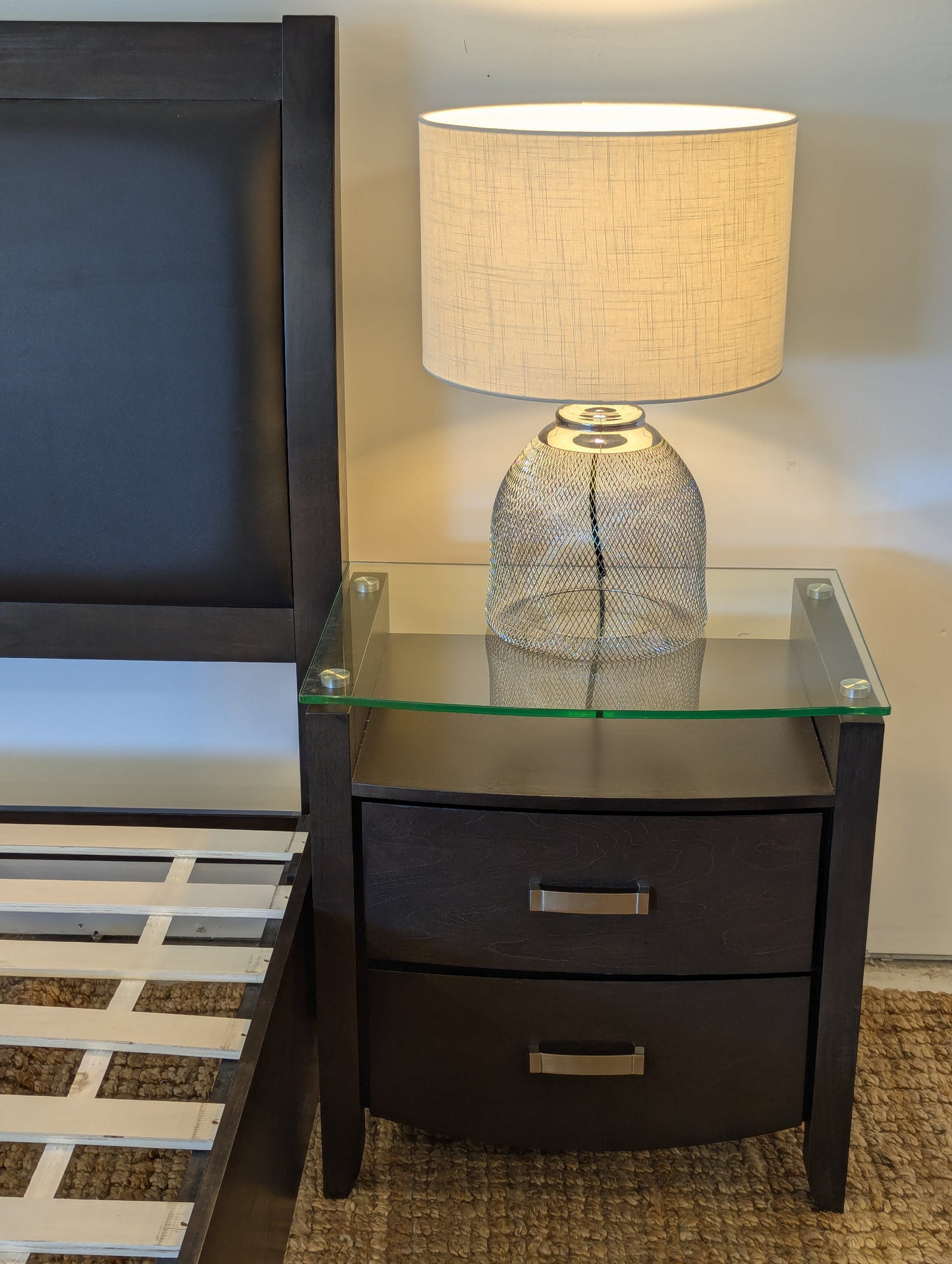 3 Piece Queen Cinema Bedroom Storage Set + Lamps