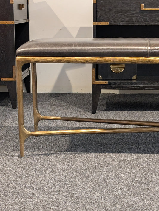 Restoration Hardware Thadeus Leather End Of Bed Bench