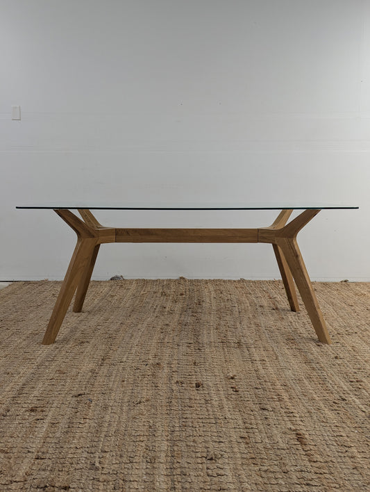 Article Emmer 71" Glass Dining Table - Oak
