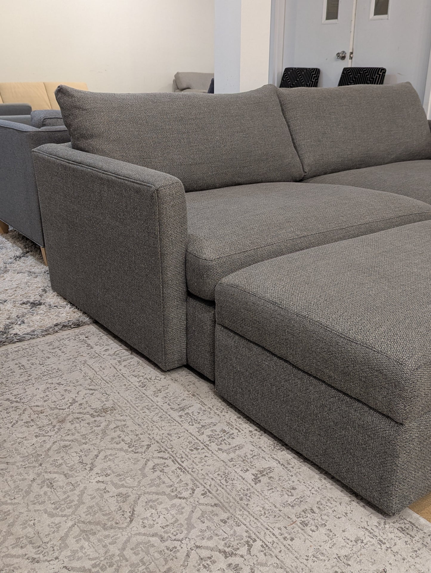 Crate and Barrel Lounge Sofa + Storage Ottomans