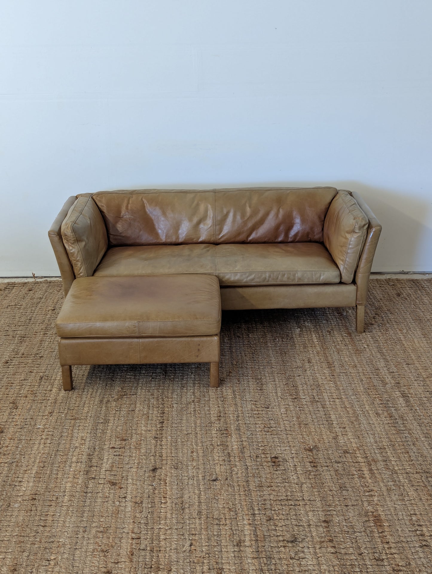 Timothy Oulton Leather Sofa + Ottoman