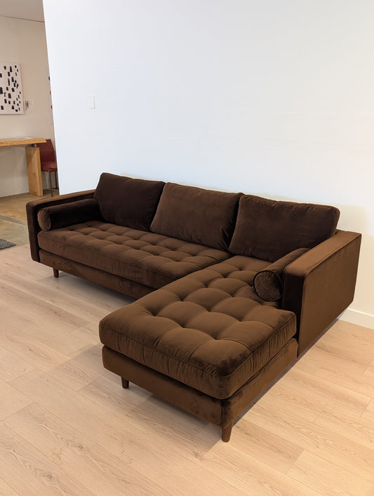 Article Sven 100" Tufted Velvet Right Sectional