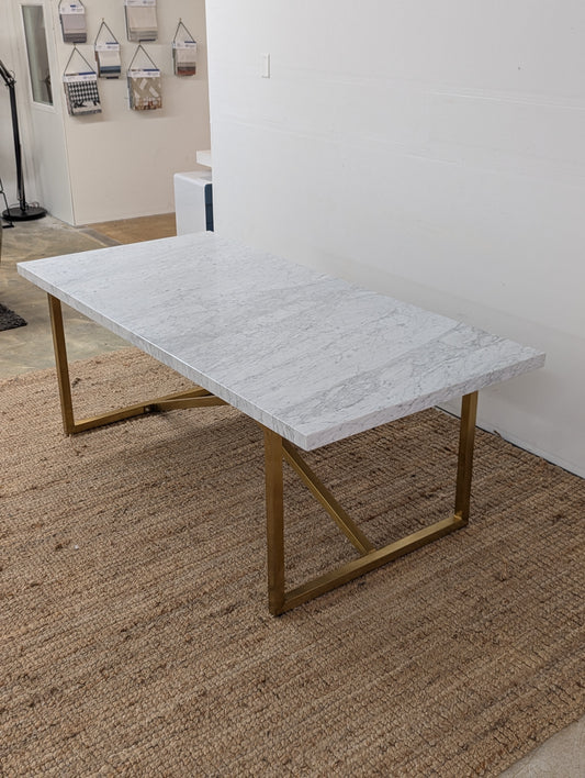 RH Torano Dining Table - Carrera Marble and Brushed Brass