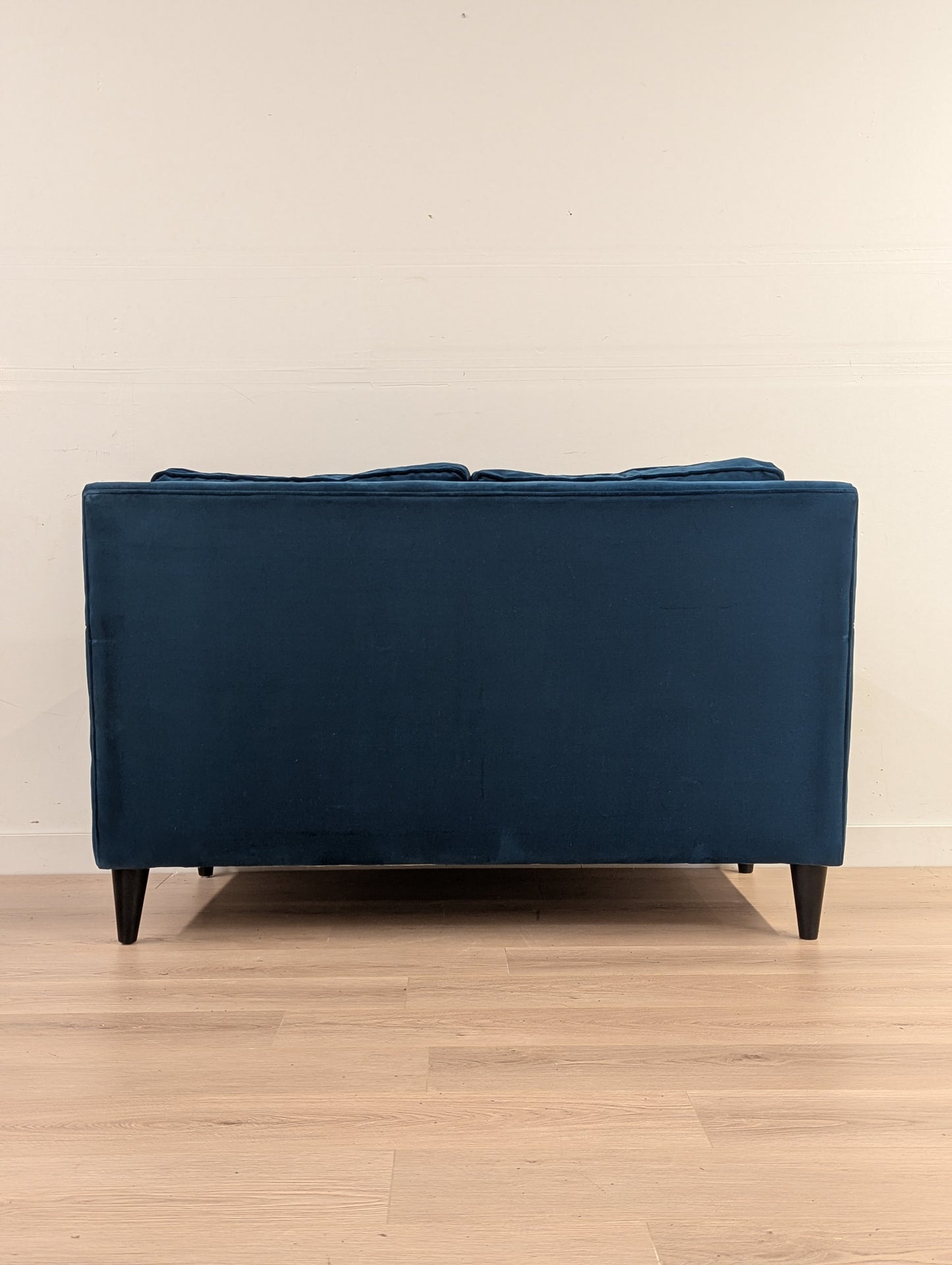Blue Velvet MCM Style Sofa - Removable and Reversible Cushion Covers