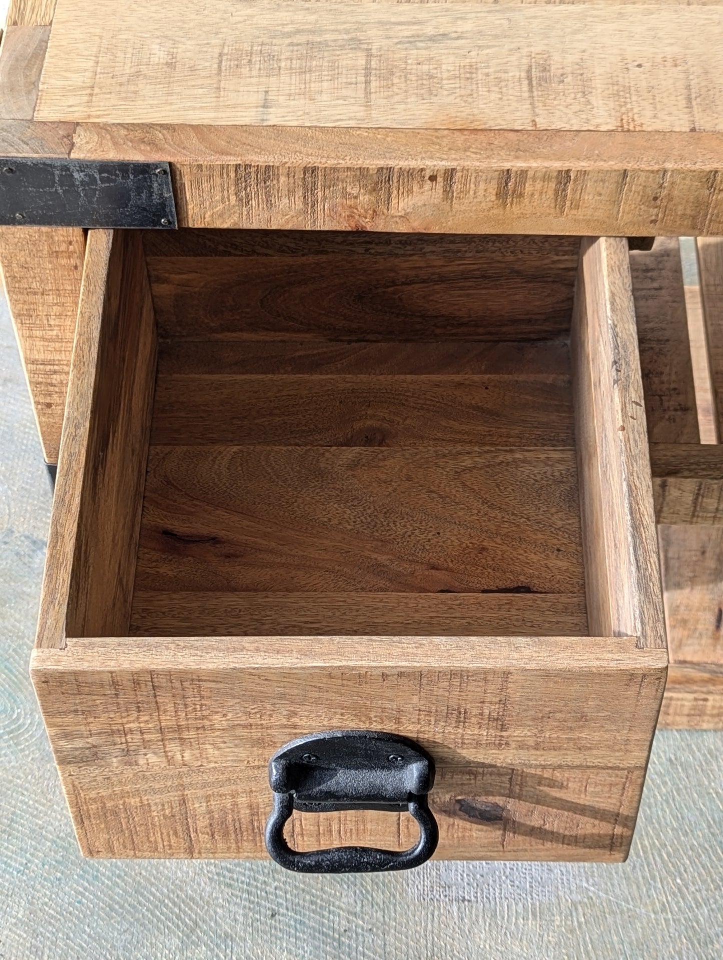 Industrial Mango Wood Sofa Table W Storage