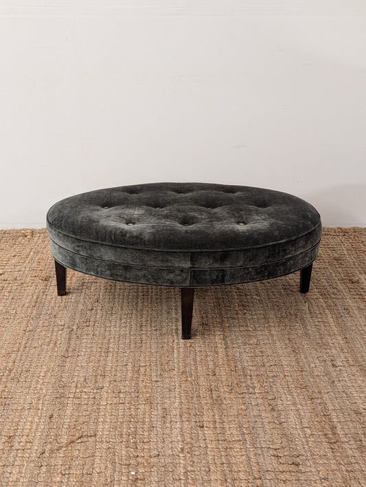 Oval Tufted Velvet Ottoman - Marlow Mink
