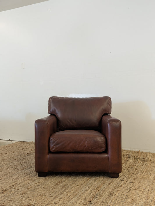 Full Grain Leather Chair & Ottoman