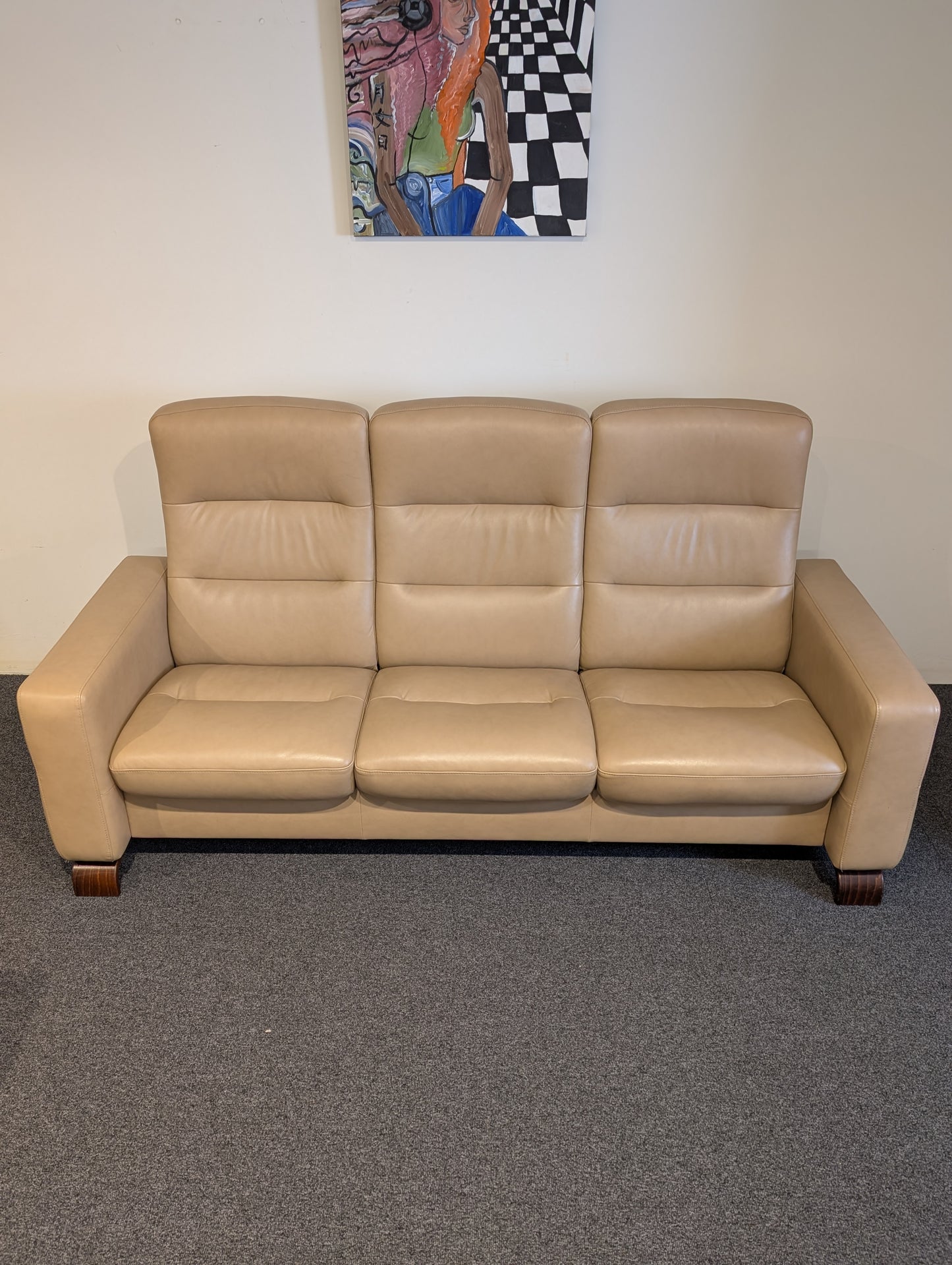 Ekornes Stressless Wave Leather Reclining Sofa