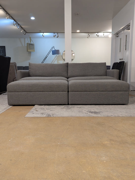 Crate and Barrel Lounge Sofa + Storage Ottomans