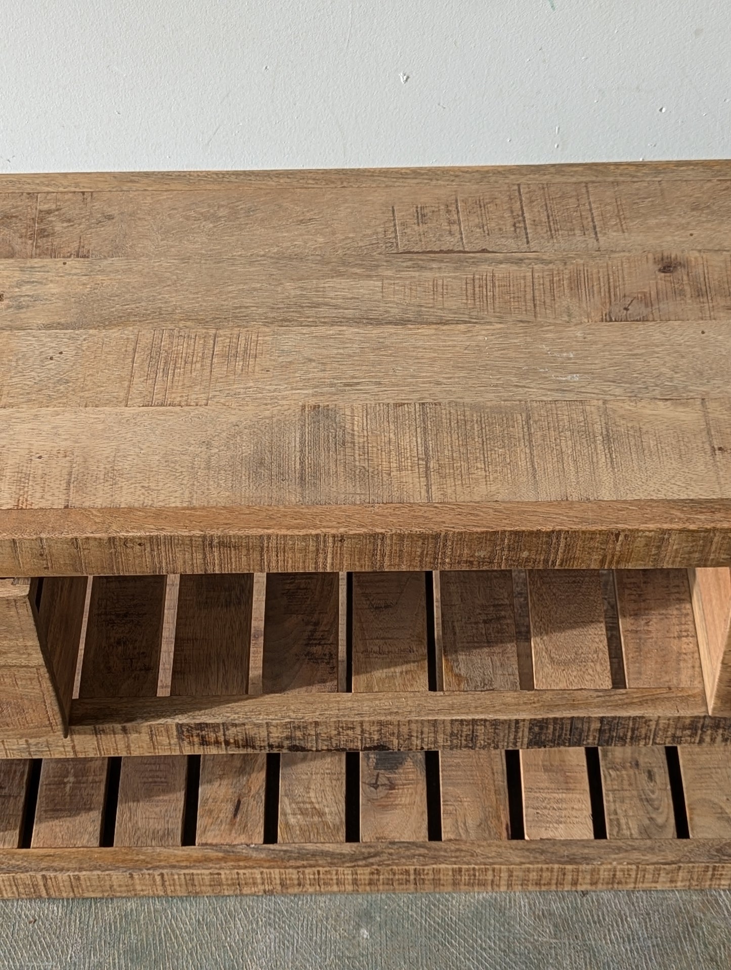 Industrial Mango Wood Sofa Table W Storage