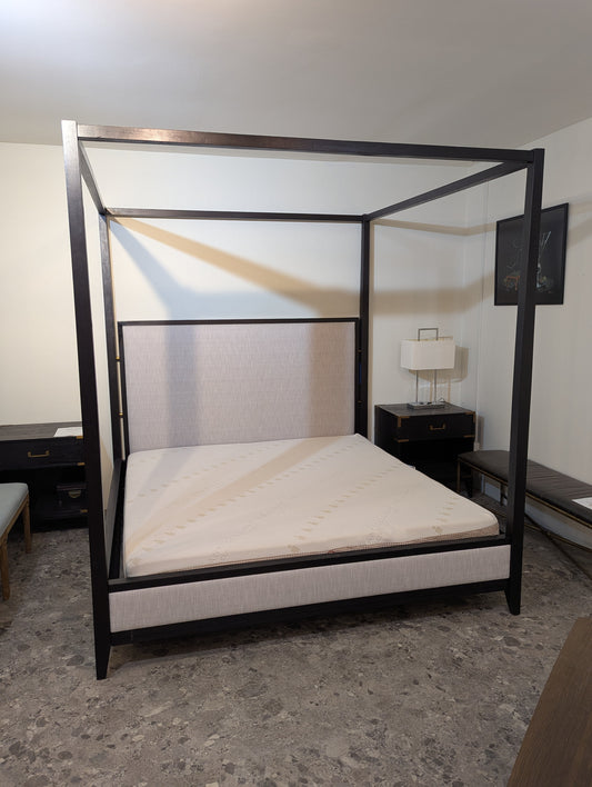 Restoration Hardware Cayden Upholstered Panel Canopy Bed and Base Frame