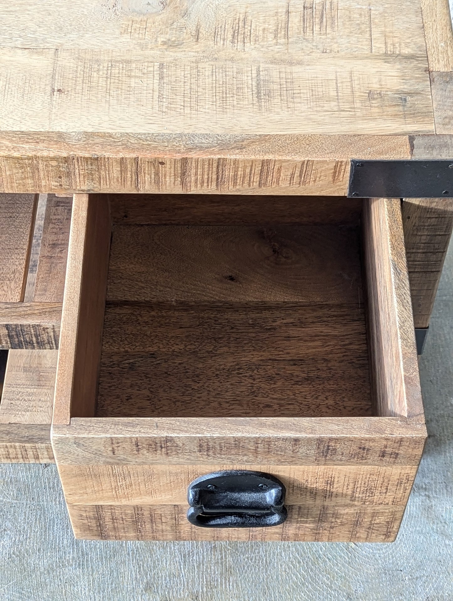 Industrial Mango Wood Sofa Table W Storage
