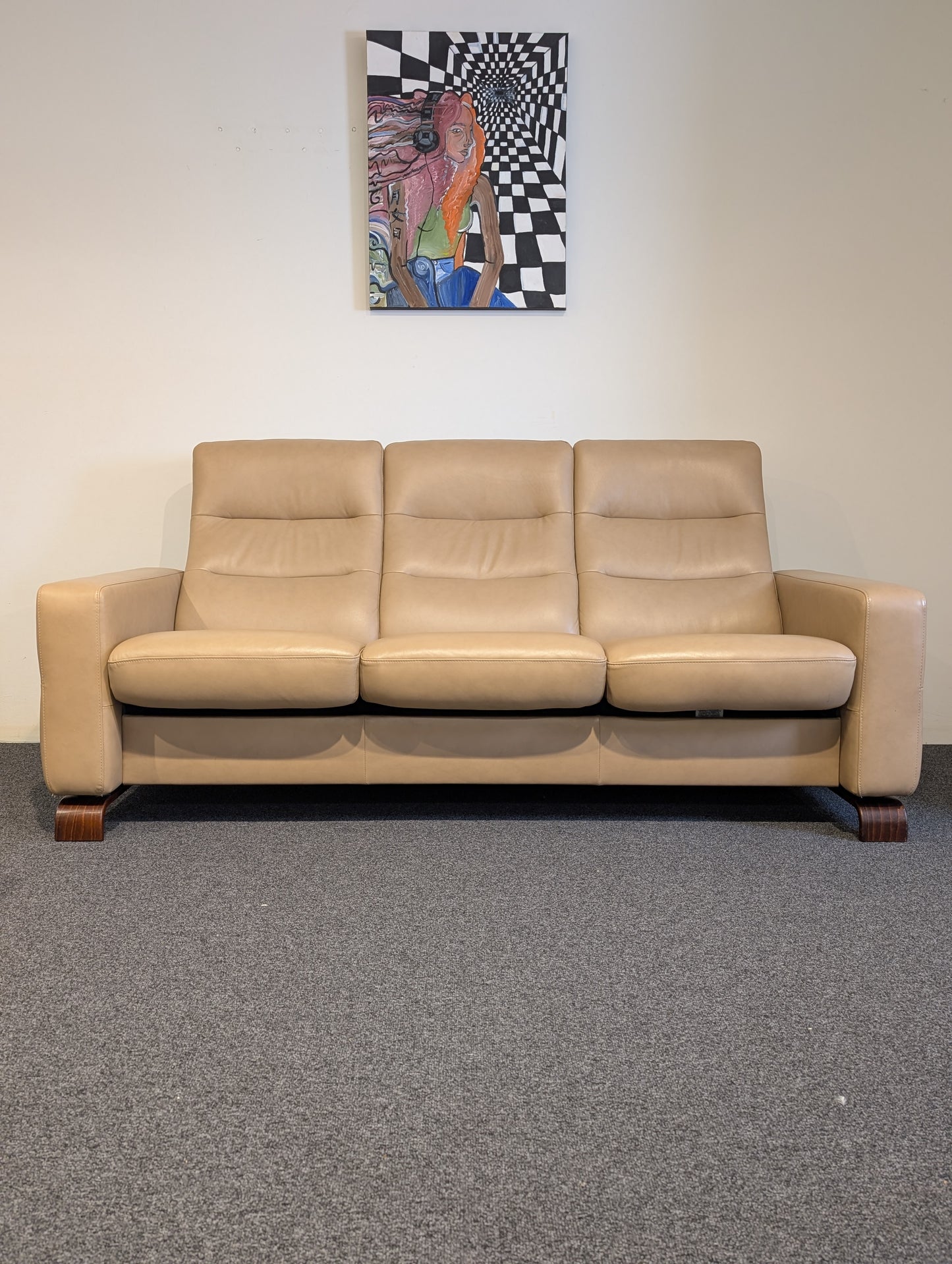 Ekornes Stressless Wave Leather Reclining Sofa