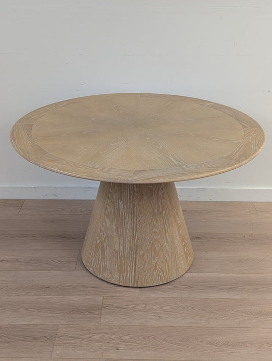 Crate & Barrel Palisades 48" Whitewashed Wood Round Pedestal Dining Table