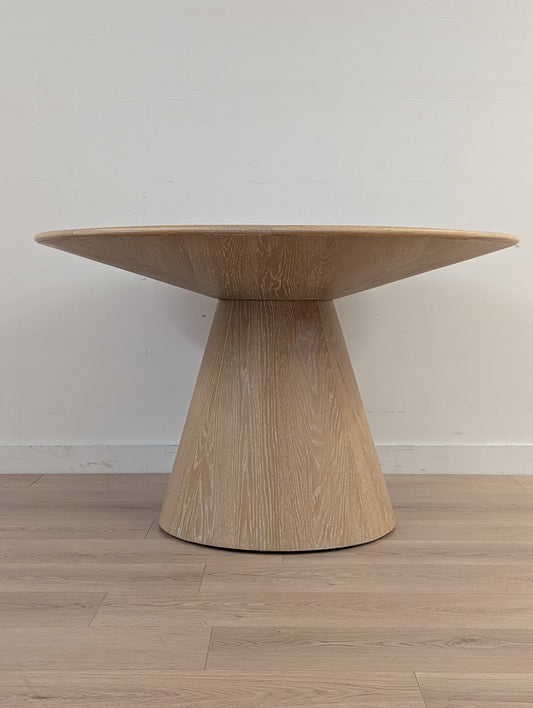 Crate & Barrel Palisades 48" Whitewashed Wood Round Pedestal Dining Table