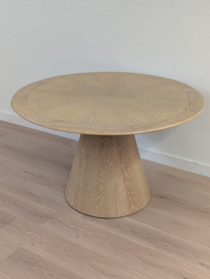 Crate & Barrel Palisades 48" Whitewashed Wood Round Pedestal Dining Table