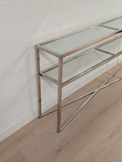 Luxe Glass and Chrome Shelving Unit