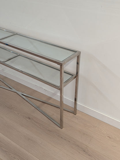 Luxe Glass and Chrome Shelving Unit