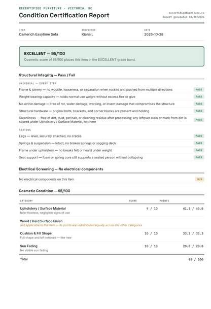 Condition certification report