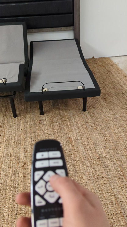 Ghost Bed Dual Adjustable Base and Rustic Headboard