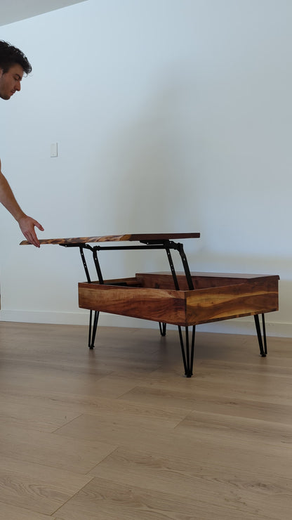 Live Edge Lift-Up Coffee Table