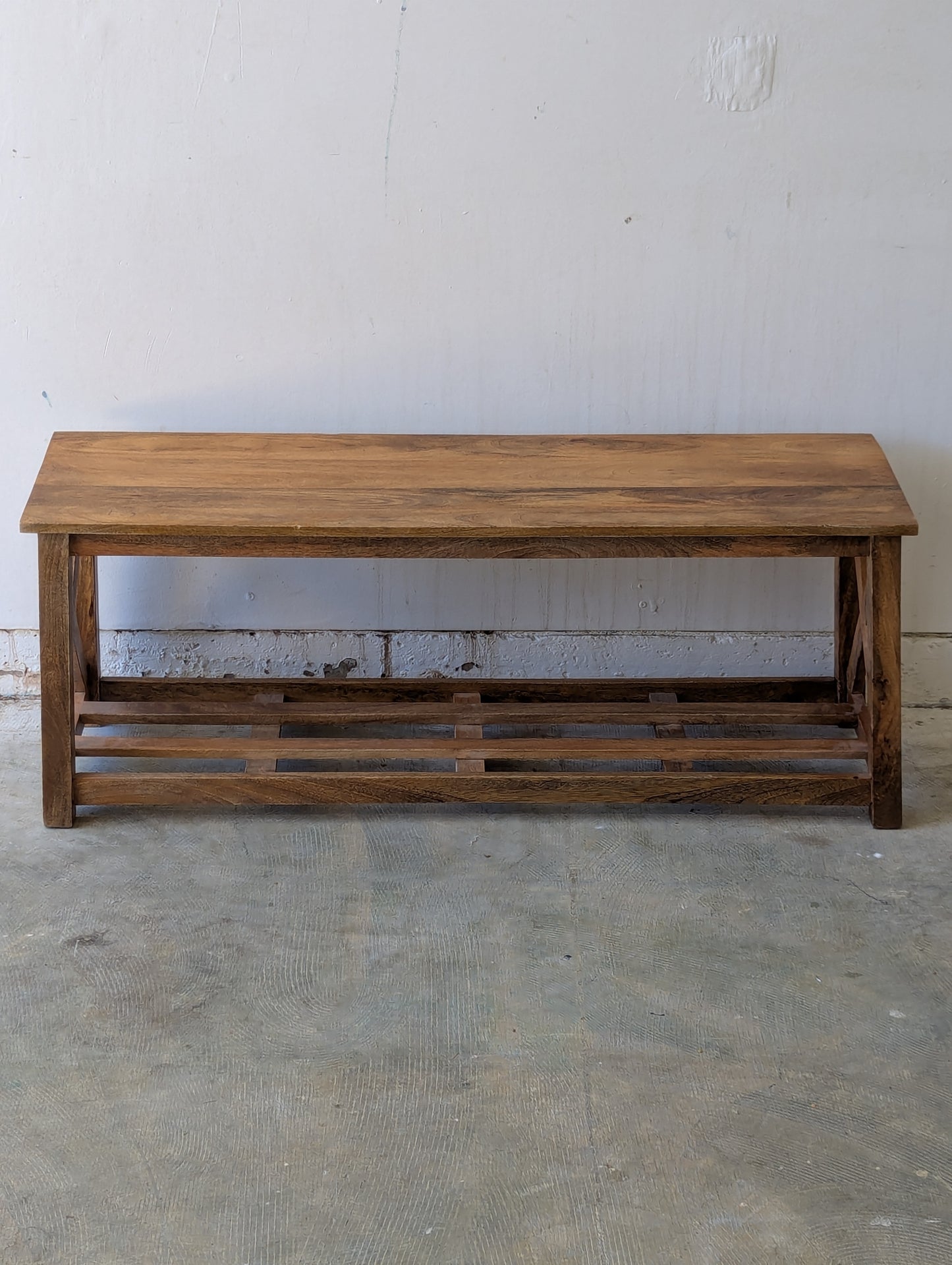 Rustic Entryway Bench with Shoe Storage
