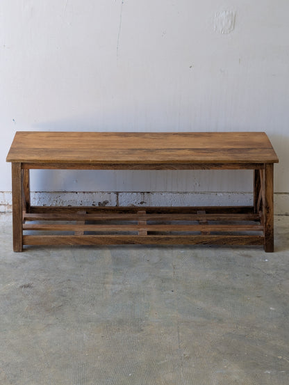 Rustic Entryway Bench with Shoe Storage