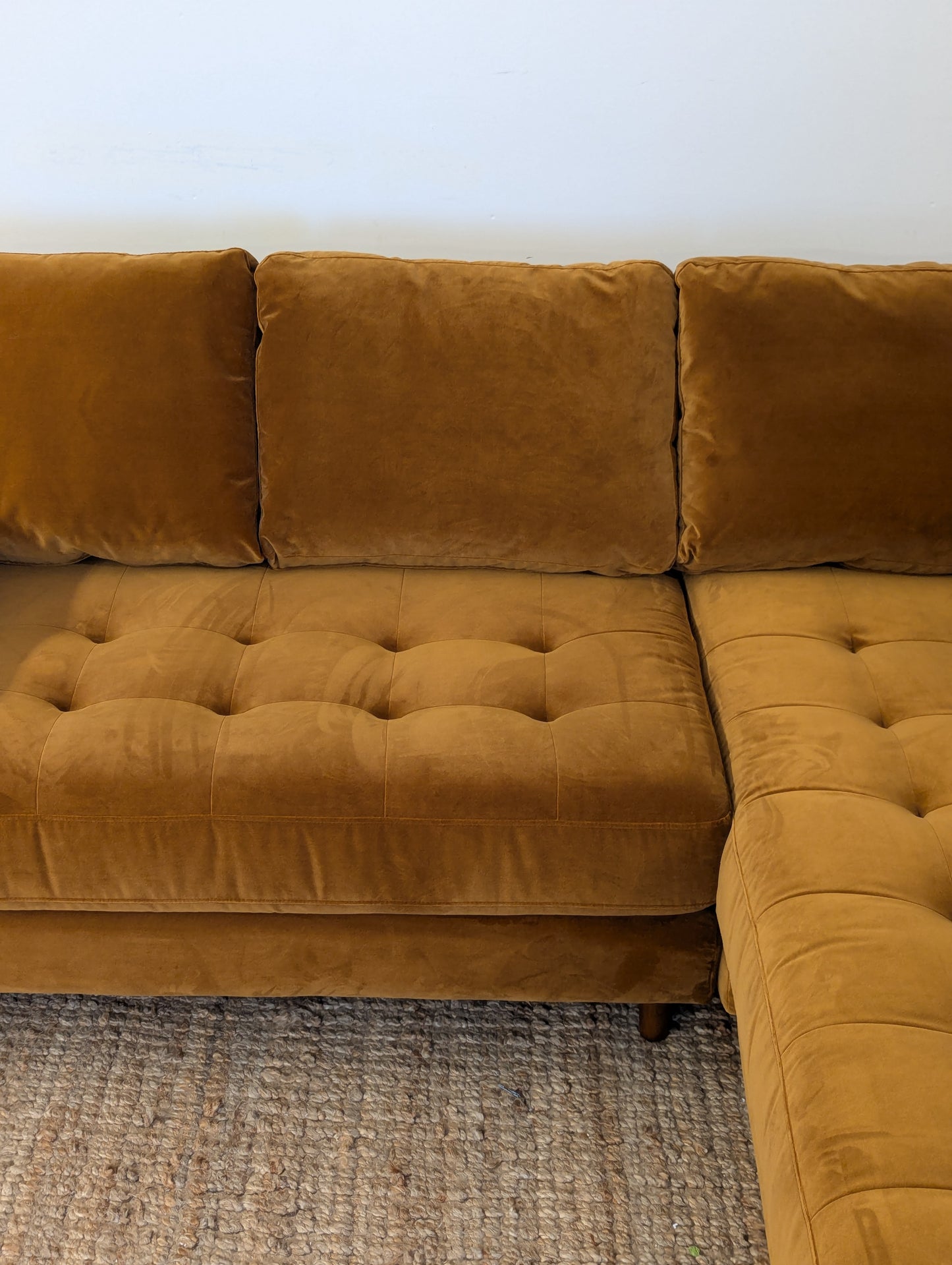 Article Sven 91" Tufted Velvet Corner Sectional - Plush Pacific Ginger
