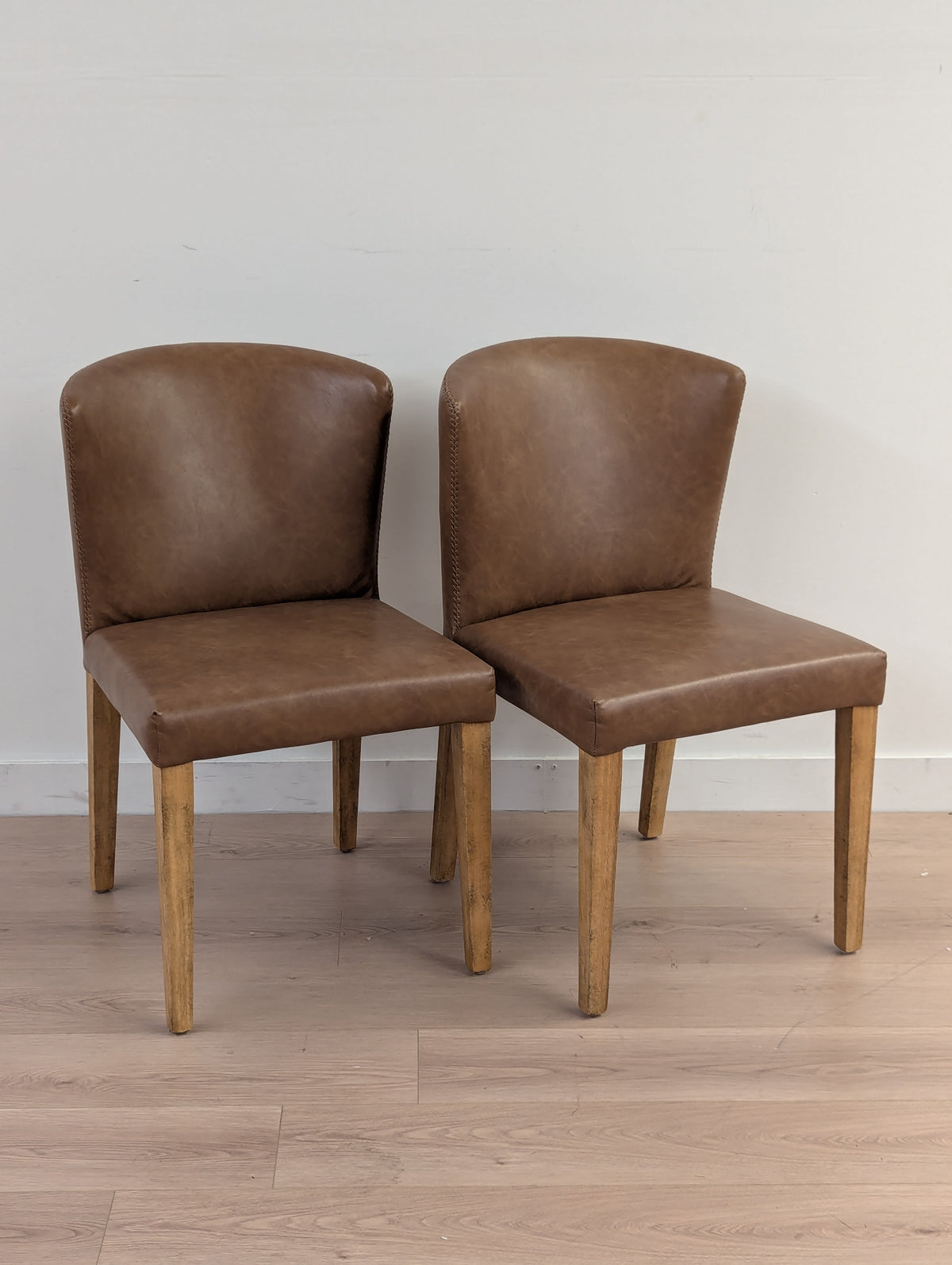 Muse & Merchant Fable Brown Faux Leather Dining Chairs (Set of 2)