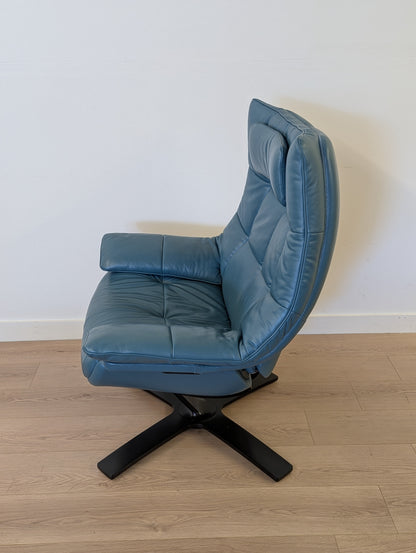 Natuzzi Italia Re-Vive Quilted King 600K Swivel Chair + Ottoman