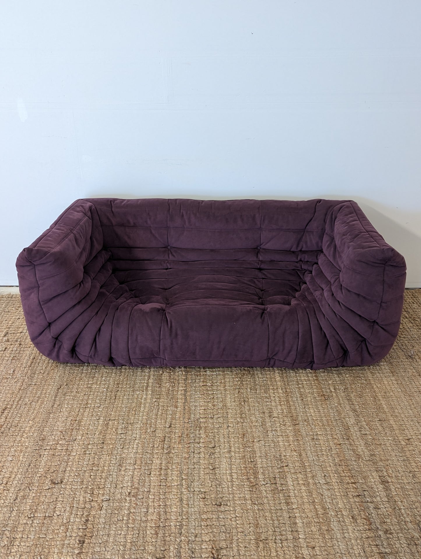 Ligne Roset Togo Aubergine Alcantara Loveseat and Sofa with Arms