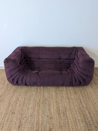 Ligne Roset Togo Aubergine Alcantara Loveseat and Sofa with Arms