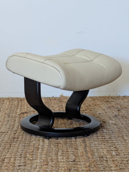 Stressless Opal M Paloma Leather Chair and Ottoman