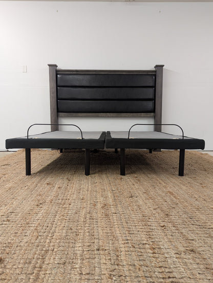 Ghost Bed Dual Adjustable Base and Rustic Headboard