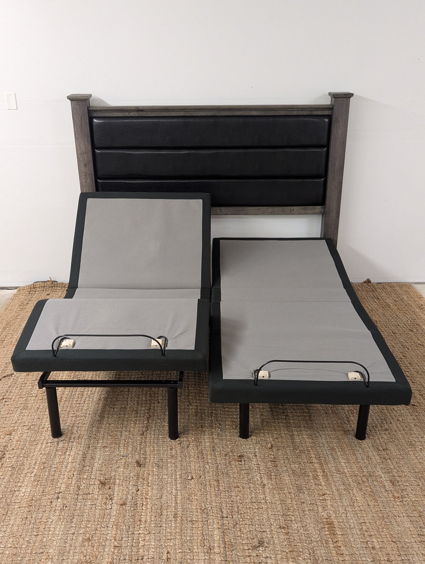 Ghost Bed Dual Adjustable Base and Rustic Headboard