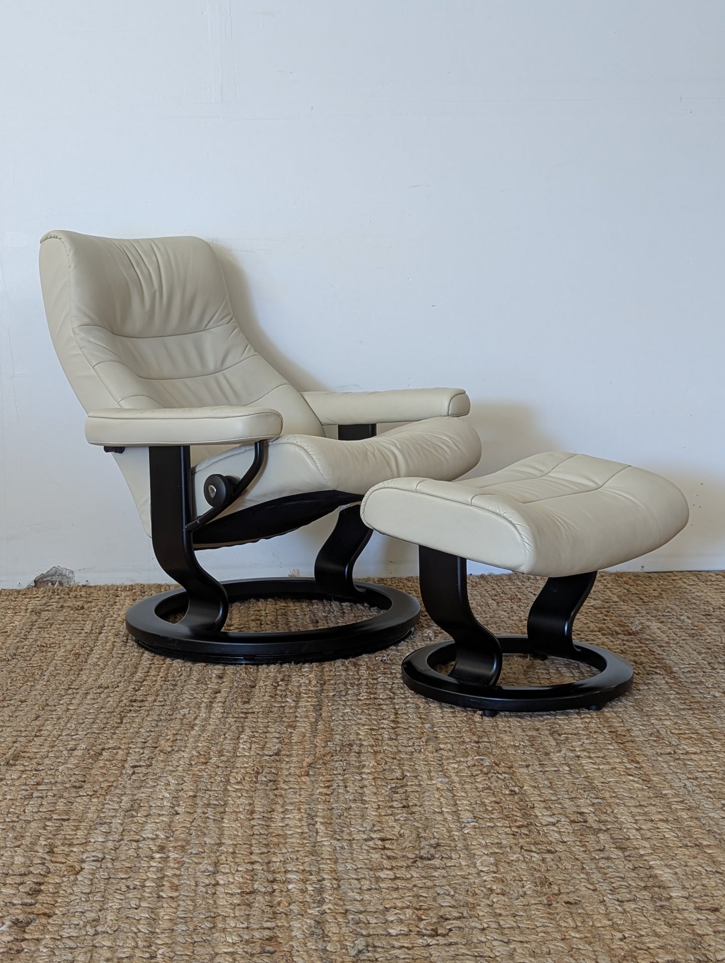 Stressless Opal M Paloma Leather Chair and Ottoman