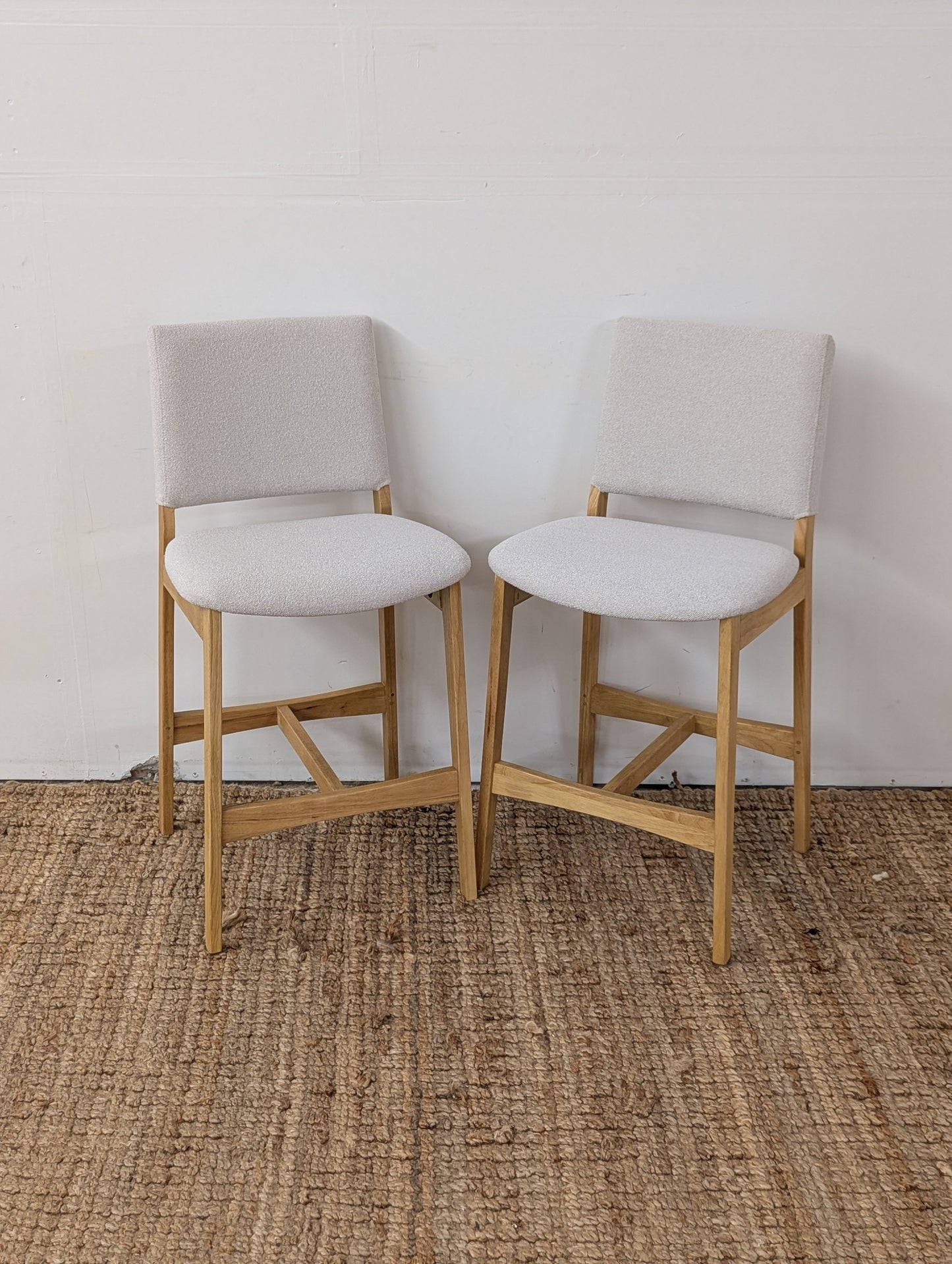 Article Nosh Counter Stool - Oak and Ratine Ivory