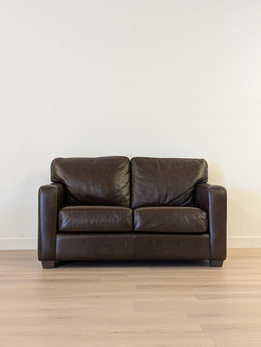 Brown Leather Loveseat