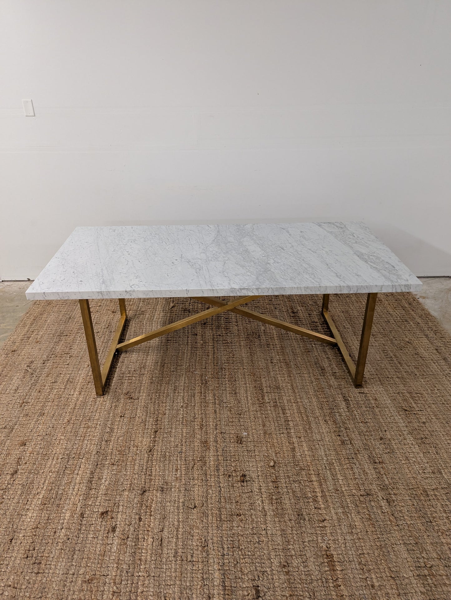 RH Torano Dining Table - Carrera Marble and Brushed Brass