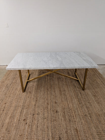 RH Torano Dining Table - Carrera Marble and Brushed Brass