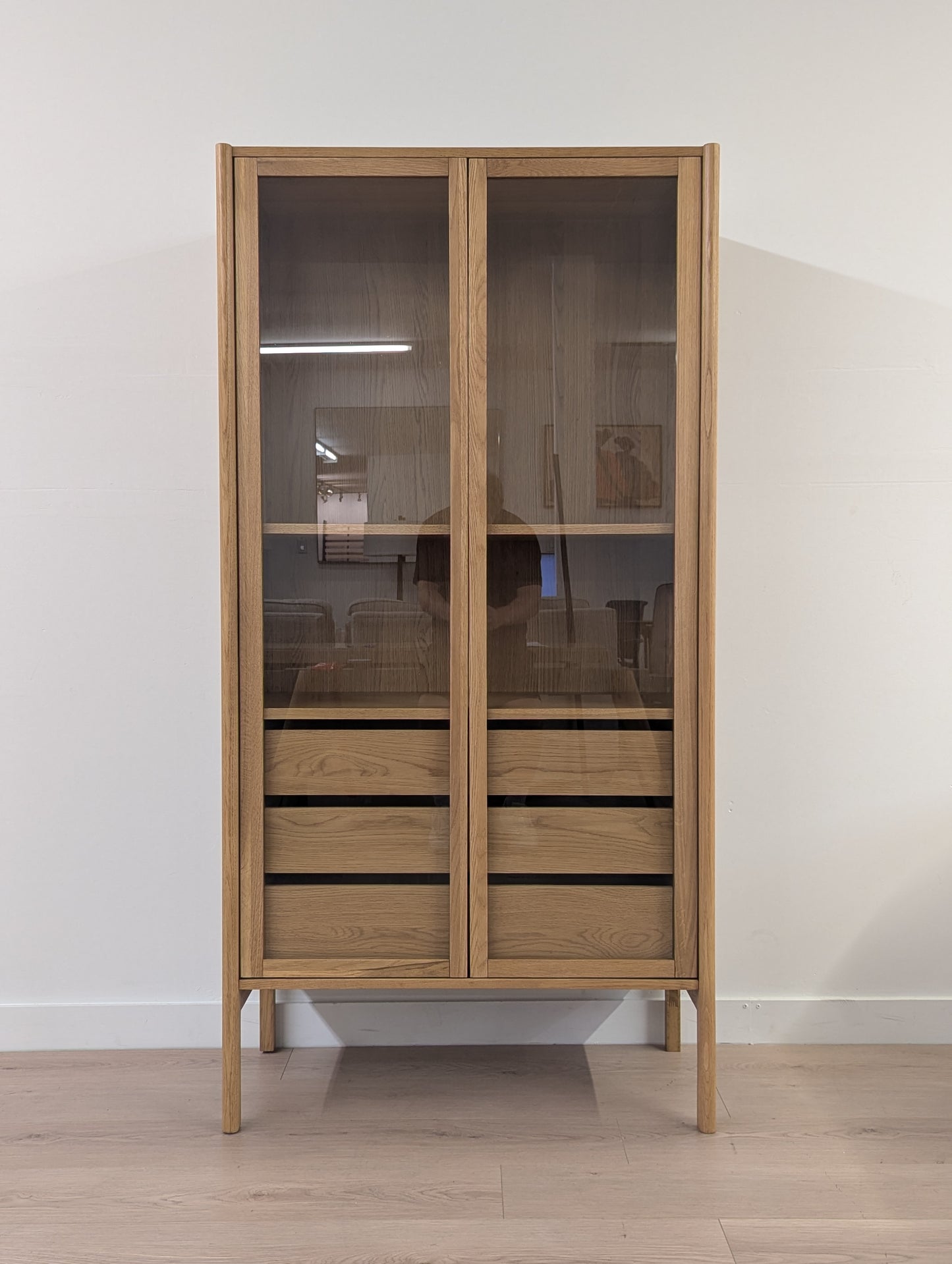 Article Mysen 35.5" Glass Cabinet - Natural Oak