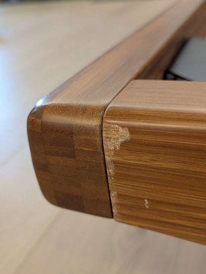 FAWCETT Mercury Mid-Century Solid Bamboo Upholstered King Bed Frame