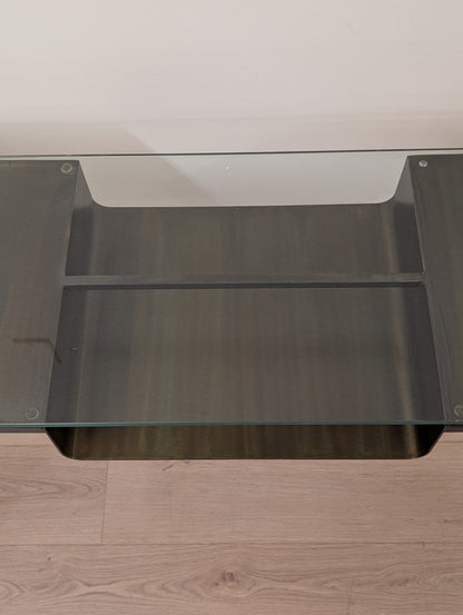 Custom Metal & Glass Top Side Table