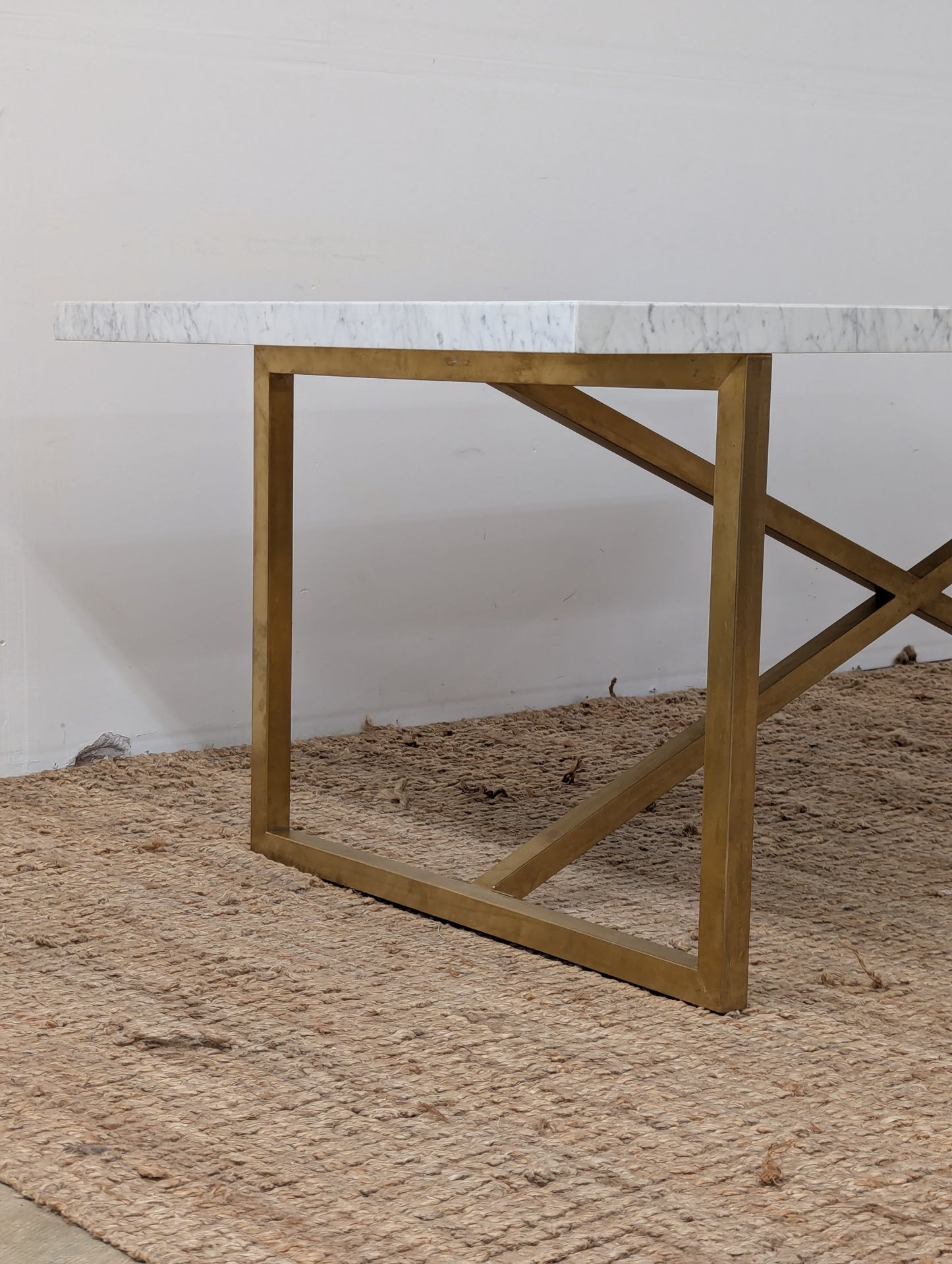 RH Torano Dining Table - Carrera Marble and Brushed Brass