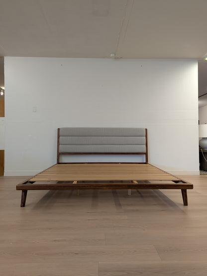 FAWCETT Mercury Mid-Century Solid Bamboo Upholstered King Bed Frame