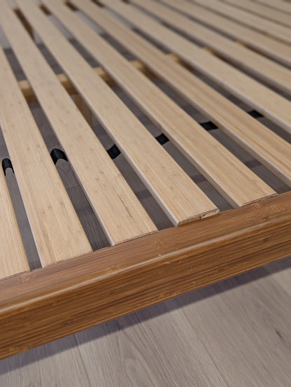 FAWCETT Mercury Mid-Century Solid Bamboo Upholstered King Bed Frame